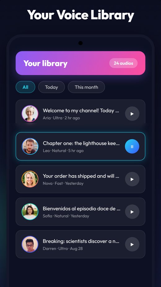 Personal library of generated voice recordings